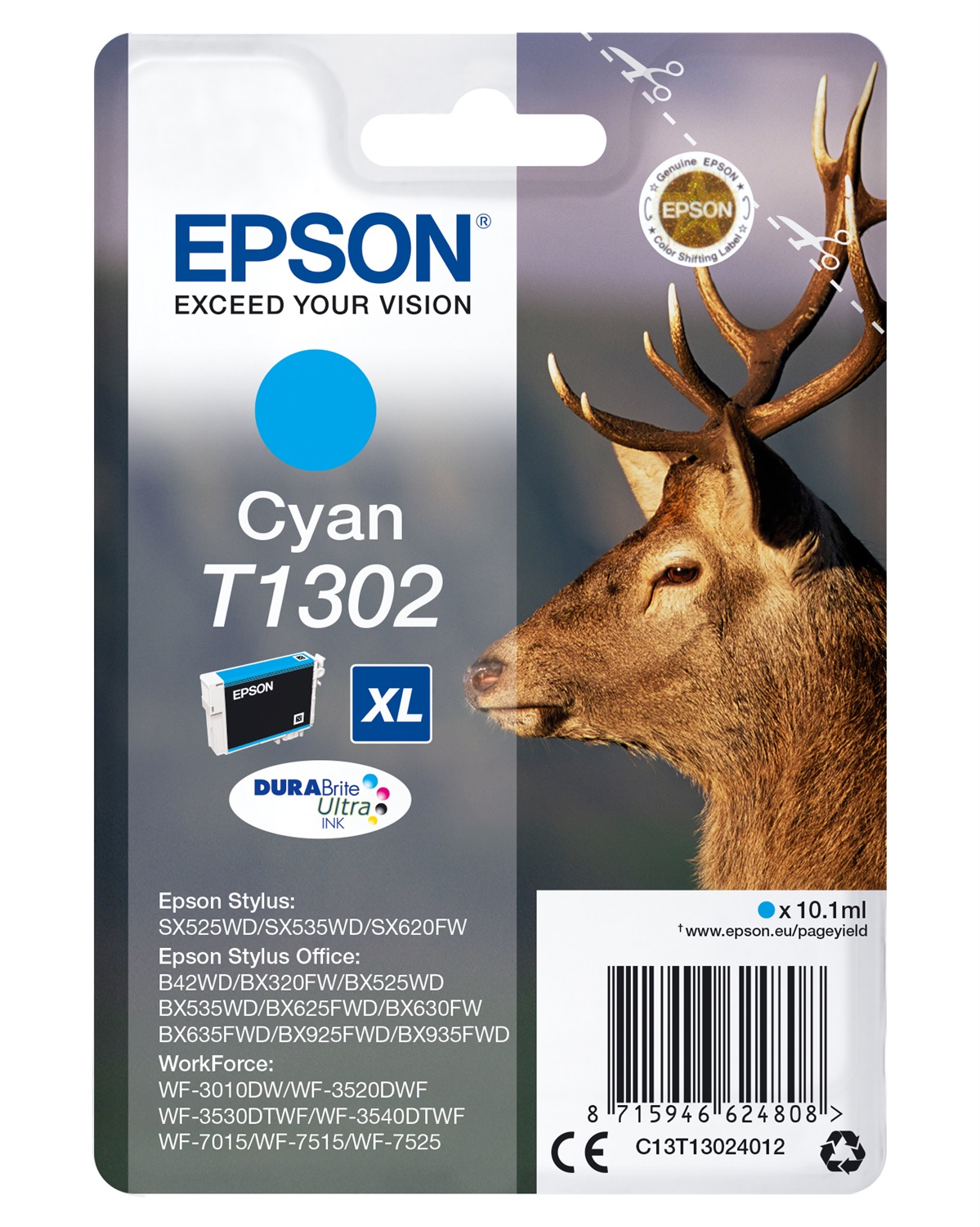 Epson Cartuccia Ciano T1302 - 10,1 ml - Fino a 765 Pagine - Compatibile con Stylus e Workforce
