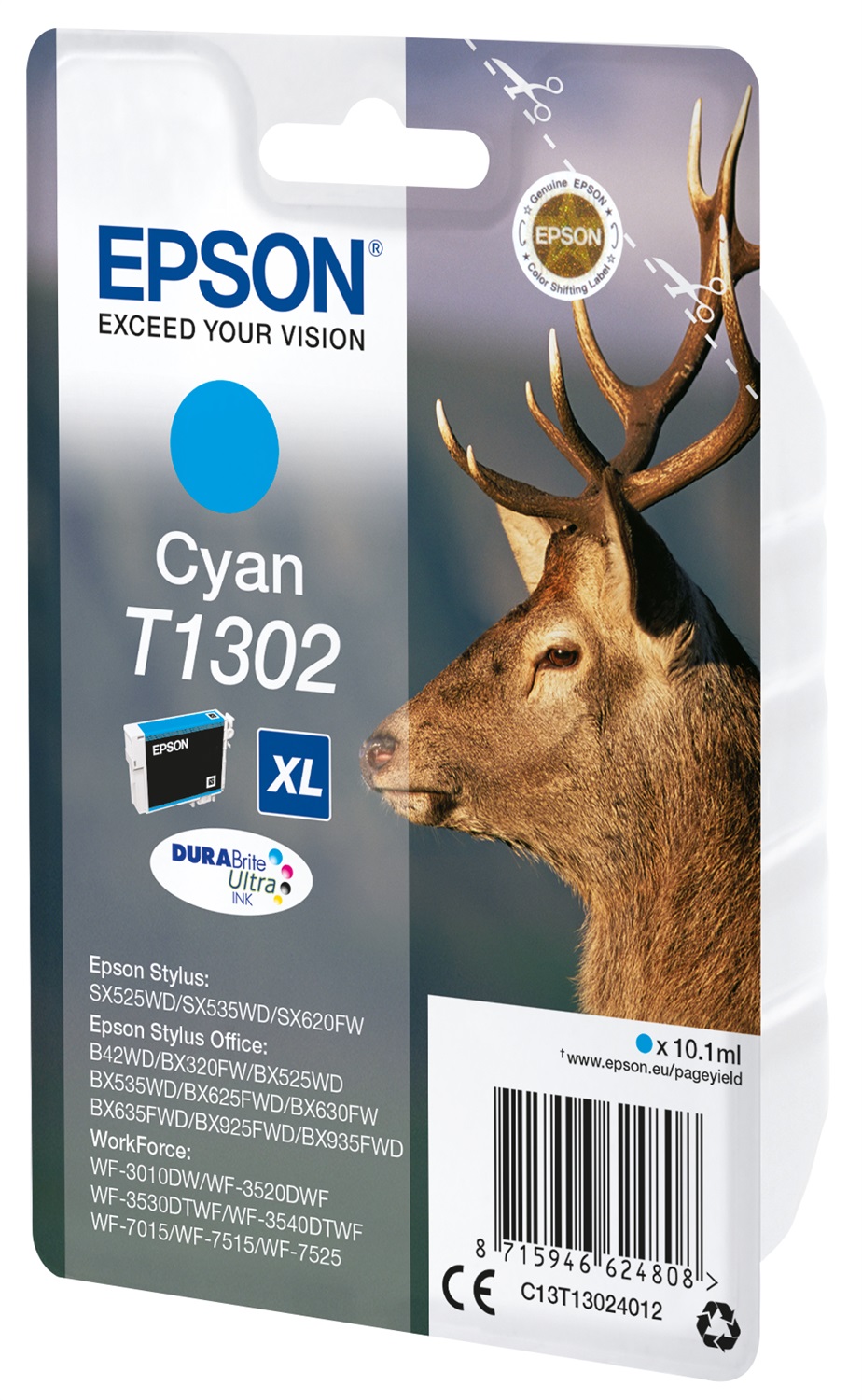 Epson Cartuccia Ciano T1302 - 10,1 ml - Fino a 765 Pagine - Compatibile con Stylus e Workforce