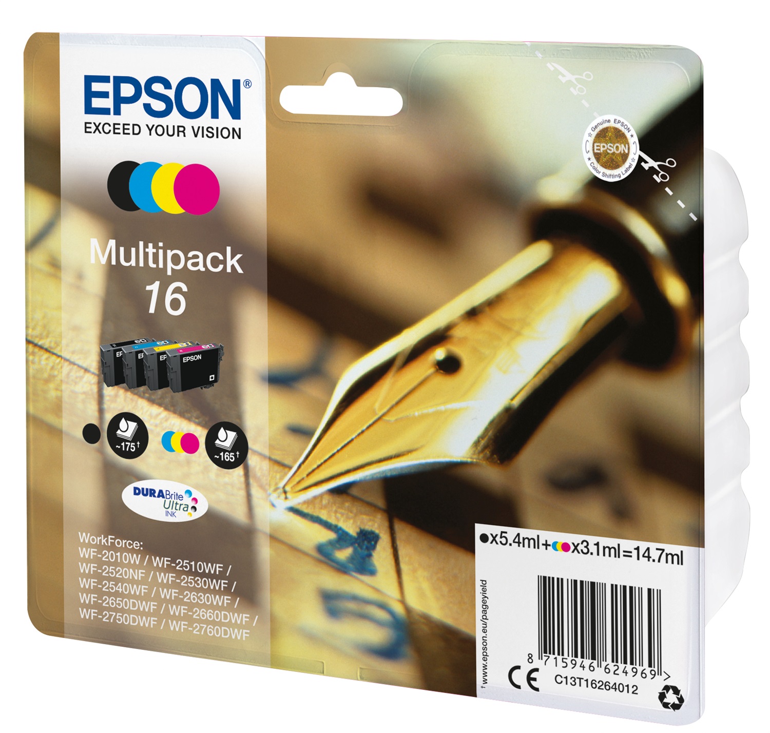 Epson Multipack 4 Cartucce Penna e Cruciverba - Inchiostri DURABrite Ultra (Nero, Ciano, Magenta, Giallo) - Volume: 5,4 ml e 3,1 ml