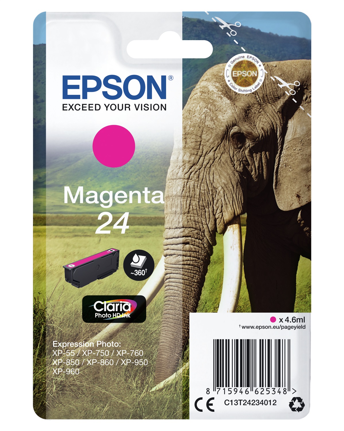Epson C13T24234022 Cartuccia Magenta 4,6 ml - Compatibile con Expression Photo XP-970, XP-960, XP-950, XP-860, XP-760, XP-55, XP-850, XP-750