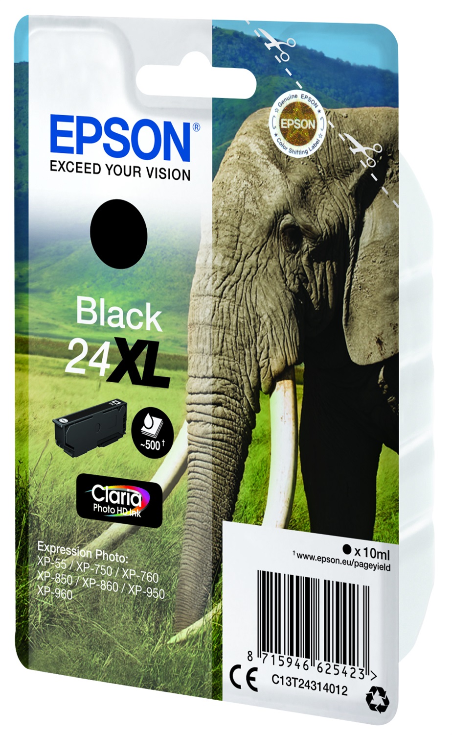 Epson C13T24314022 Cartuccia Nero XL - Inchiostro a base di pigmento, 10 ml, Resa elevata, Compatibile con Expression Photo XP-970, XP-960, XP-950, XP-860, XP-760, XP-55, XP-850, XP-750