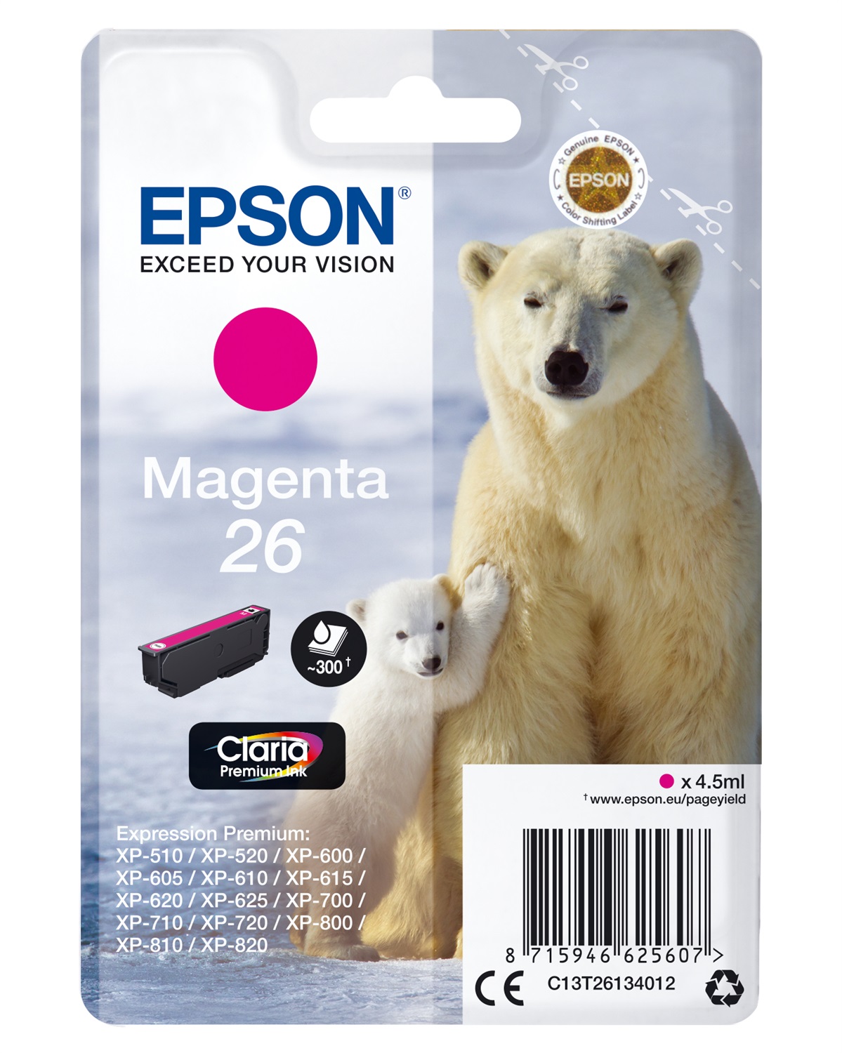 Epson C13T26134022 Cartuccia Magenta 4,5 ml - Compatibile con XP-600/XP-605/XP-700/XP-800