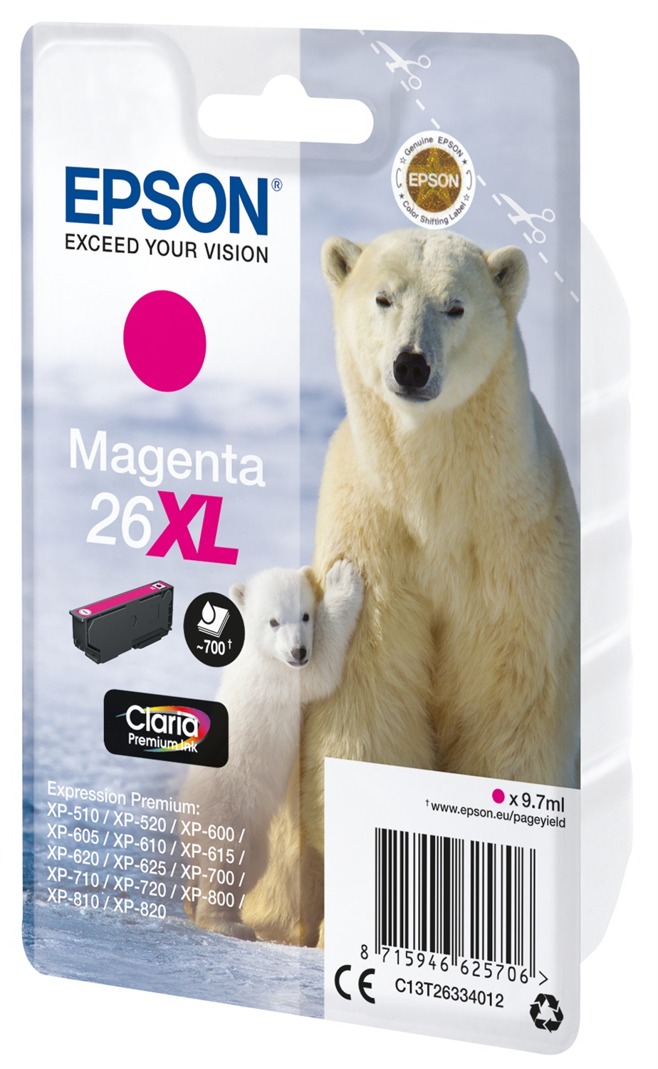 Epson Cartuccia Magenta XL C13T26334012 - 9,7 ml, 700 pagine, compatibile con Epson Expression Premium