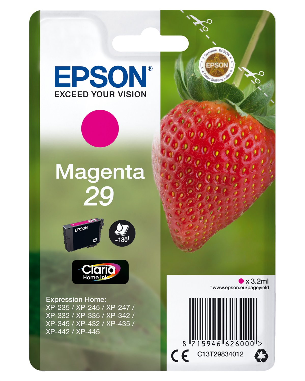Epson Cartuccia inchiostro Magenta C13T29834012 - 3,2 ml - Compatibile con Epson Expression Home Serie 29
