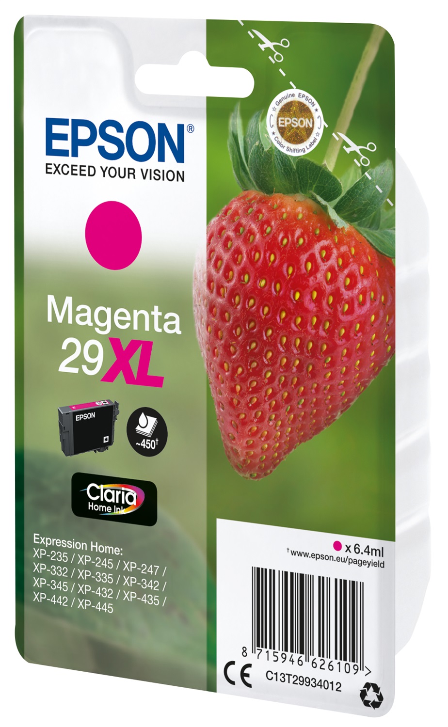 Epson Cartuccia Inchiostro Magenta Alta Capacità 29XL C13T29934012 - 6,4 ml, Fino a 450 Pagine, Compatibile con Epson Expression Home