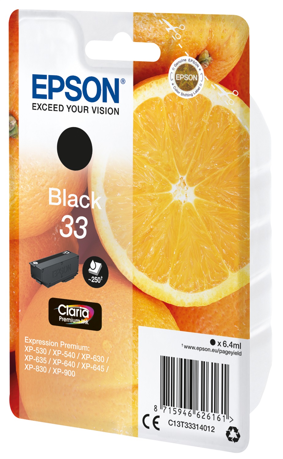 Epson Cartuccia Nero T33 Claria Premium C13T33314022 - 6,4 ml, Compatibile con Expression Premium