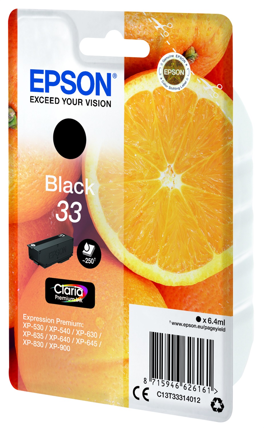 Epson Cartuccia Nero T33 Claria Premium C13T33314022 - 6,4 ml, Compatibile con Expression Premium