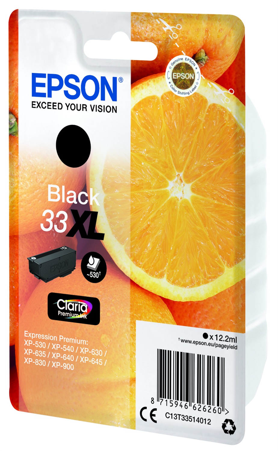 Epson Cartuccia Nero T33XL Claria Premium - 12,2 ml, Resa Elevata, Inchiostro a Base di Pigmento