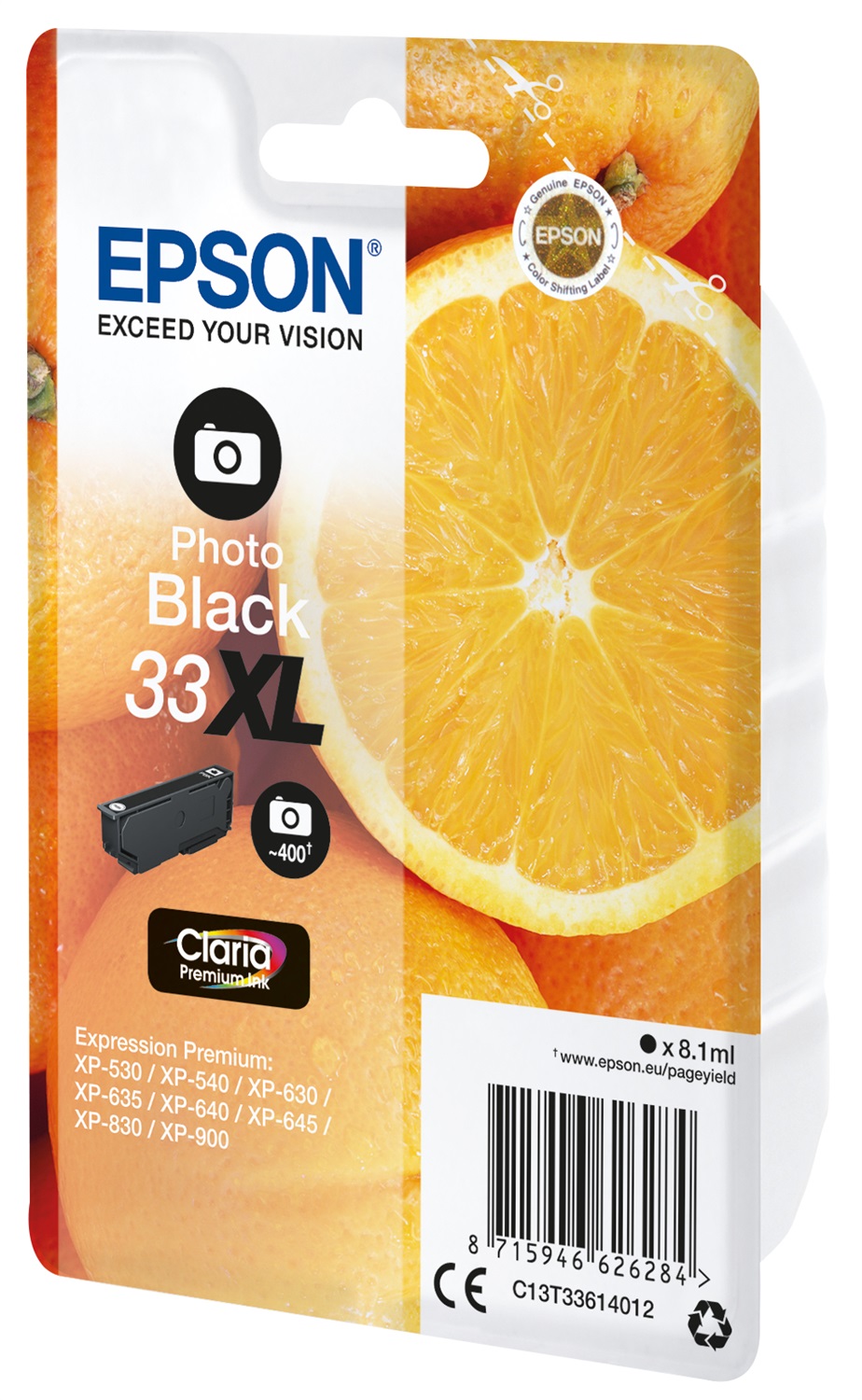 Epson Cartuccia Nero Foto 33XL C13T33614022 Claria Premium - 8,1 ml, Fino a 650 Pagine