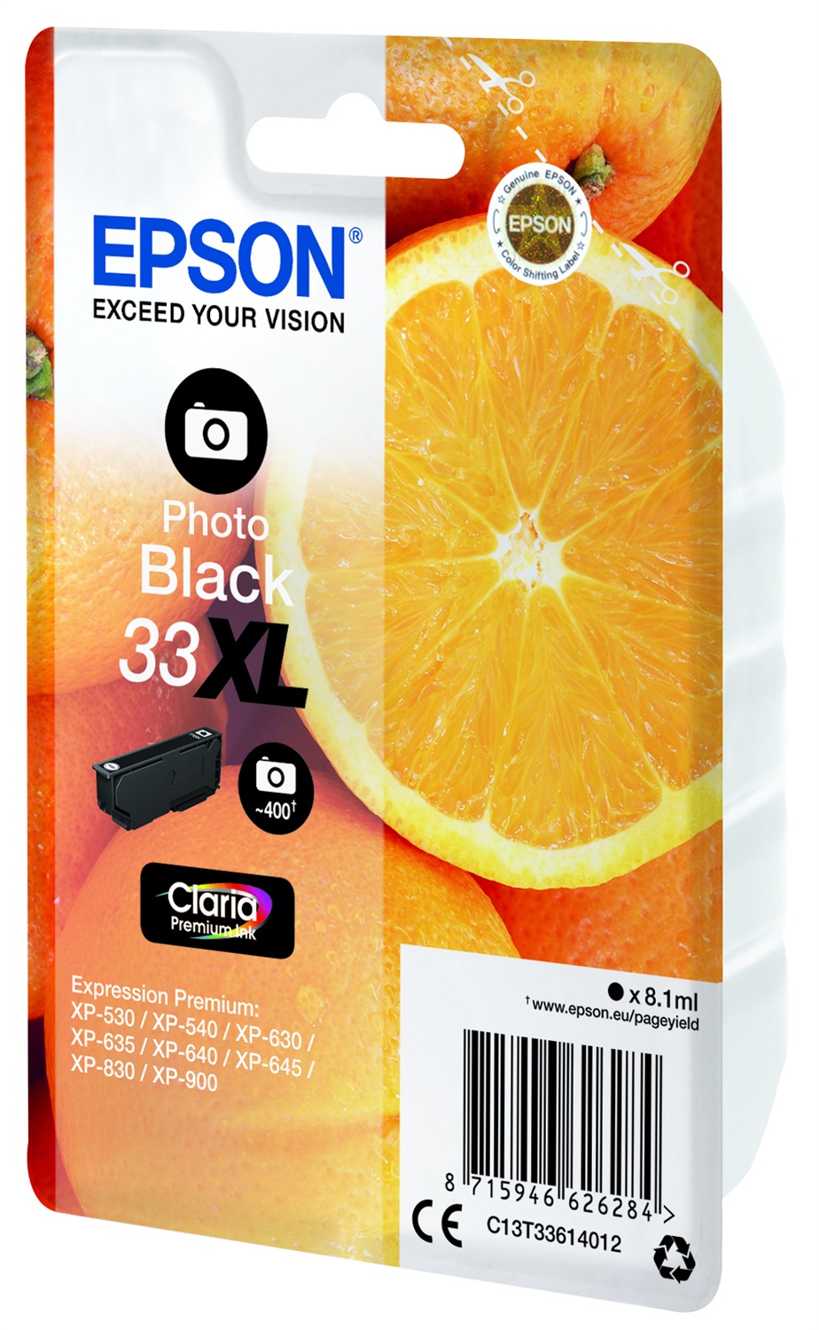 Epson Cartuccia Nero Foto 33XL C13T33614022 Claria Premium - 8,1 ml, Fino a 650 Pagine