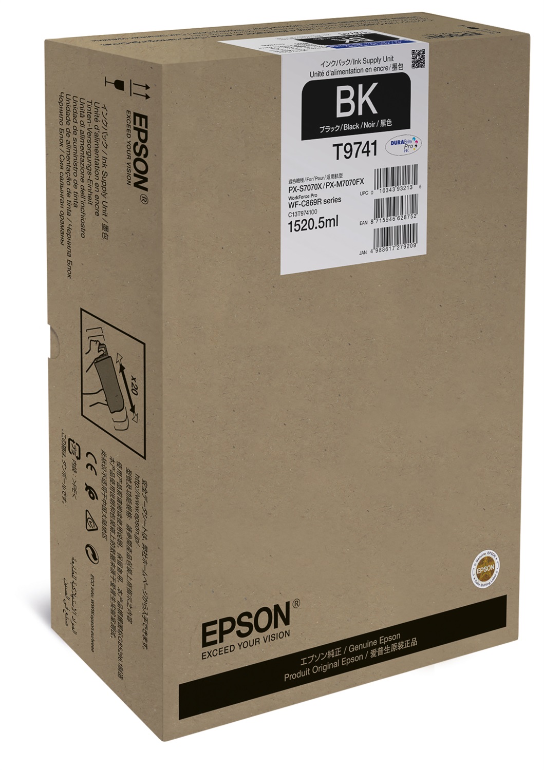 Epson Cartuccia ad Inchiostro Originale C13T974100 Nero XXL - 1520,5 ml, 86000 pagine, Inchiostro a base di pigmento