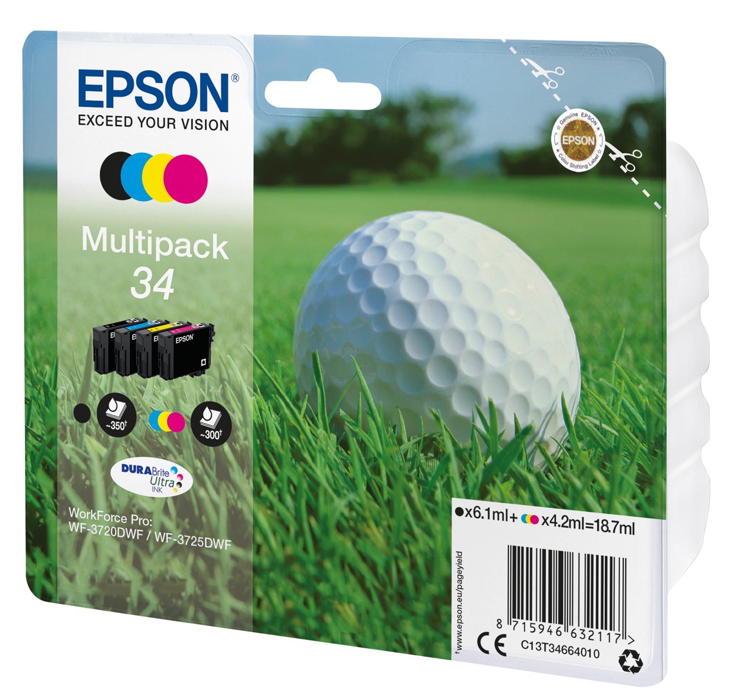 Epson C13T34664010 Multipack 4 Cartucce DURABrite Ultra Ink - Nero, Ciano, Magenta, Giallo - Resa Standard