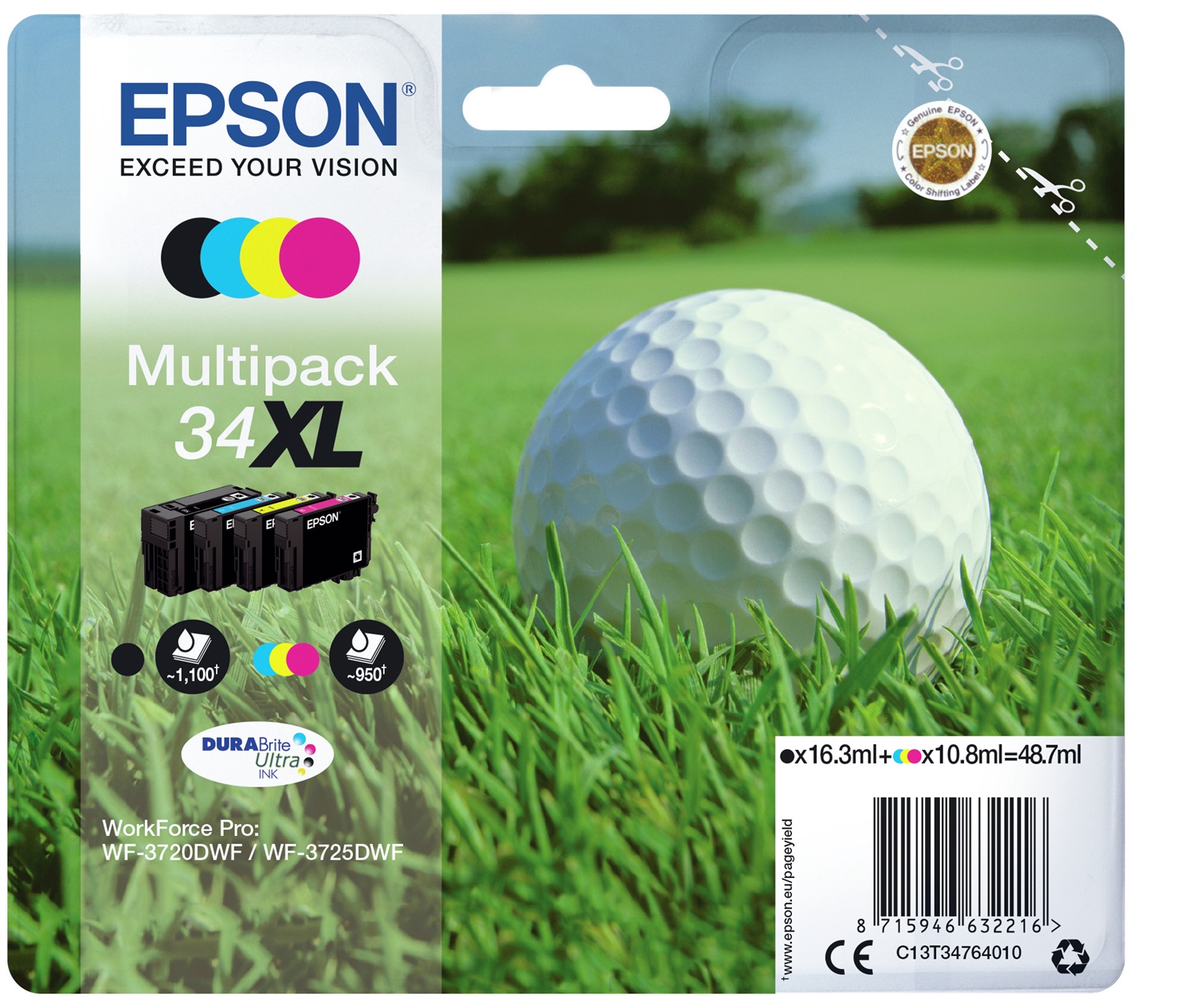 Epson Cartucce d'Inchiostro Multipack 34XL DURABrite Ultra - Nero, Ciano, Magenta, Giallo