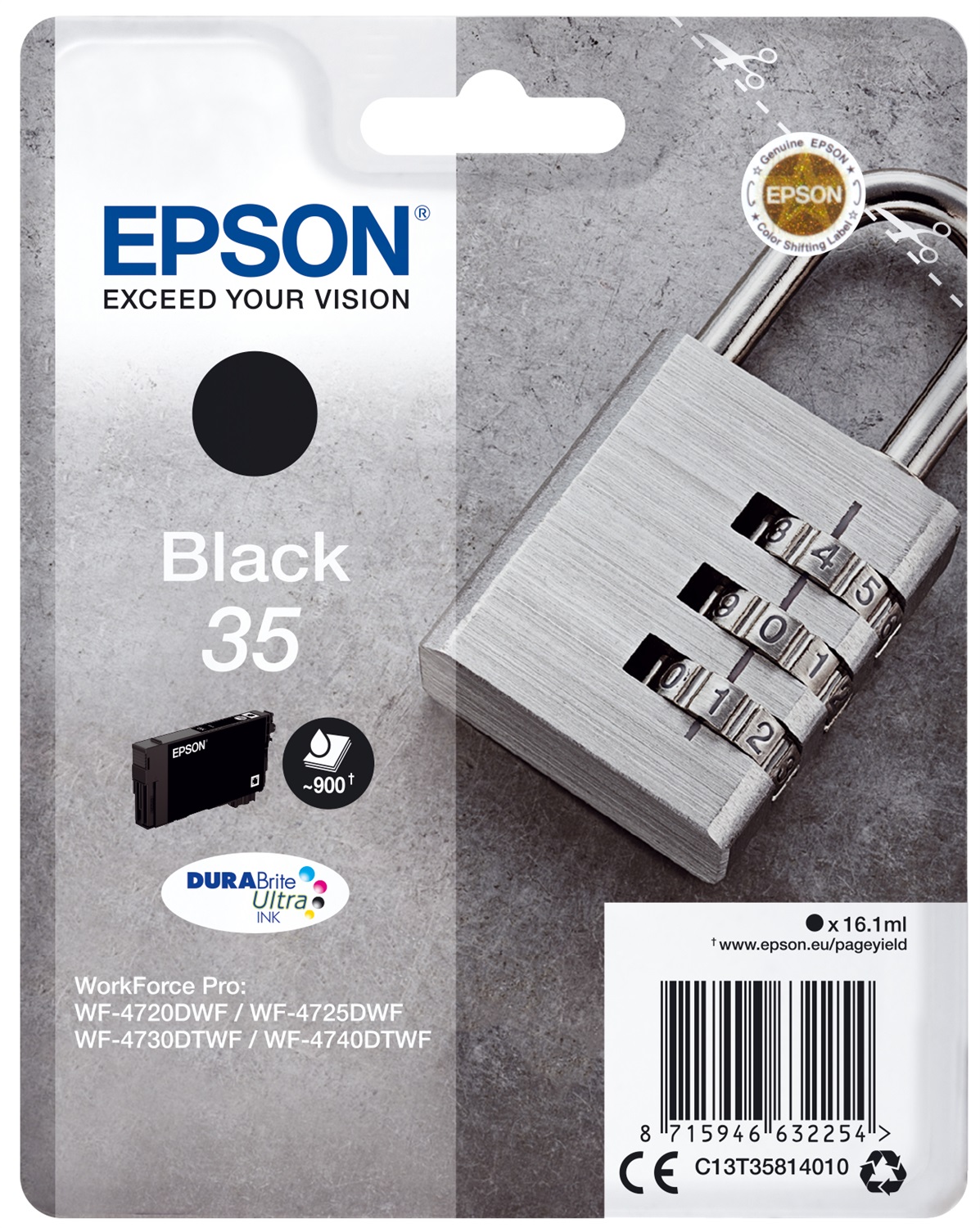 Epson C13T35814010 Cartuccia d'Inchiostro Nero Singlepack 35 DURABrite Ultra Ink - 16,1 ml, ~900 Pagine