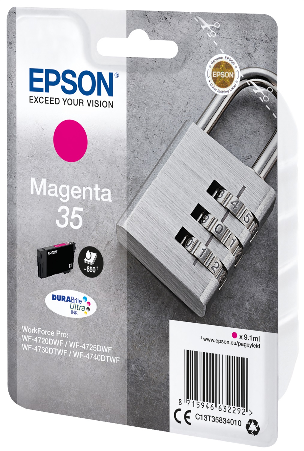 Epson Cartuccia d'Inchiostro Magenta C13T35834010 Serie 35 DURABrite Ultra - 9,1 ml, 650 Pagine
