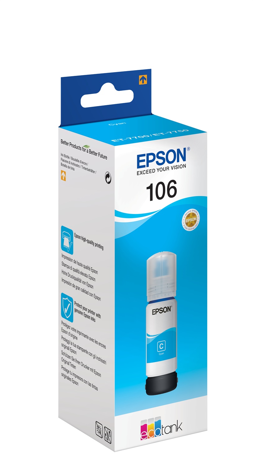 Epson C13T00R240 - Cartuccia d'inchiostro Ciano 106 EcoTank, 70 ml, fino a 5000 pagine, compatibile con ET-7700 e ET-7750