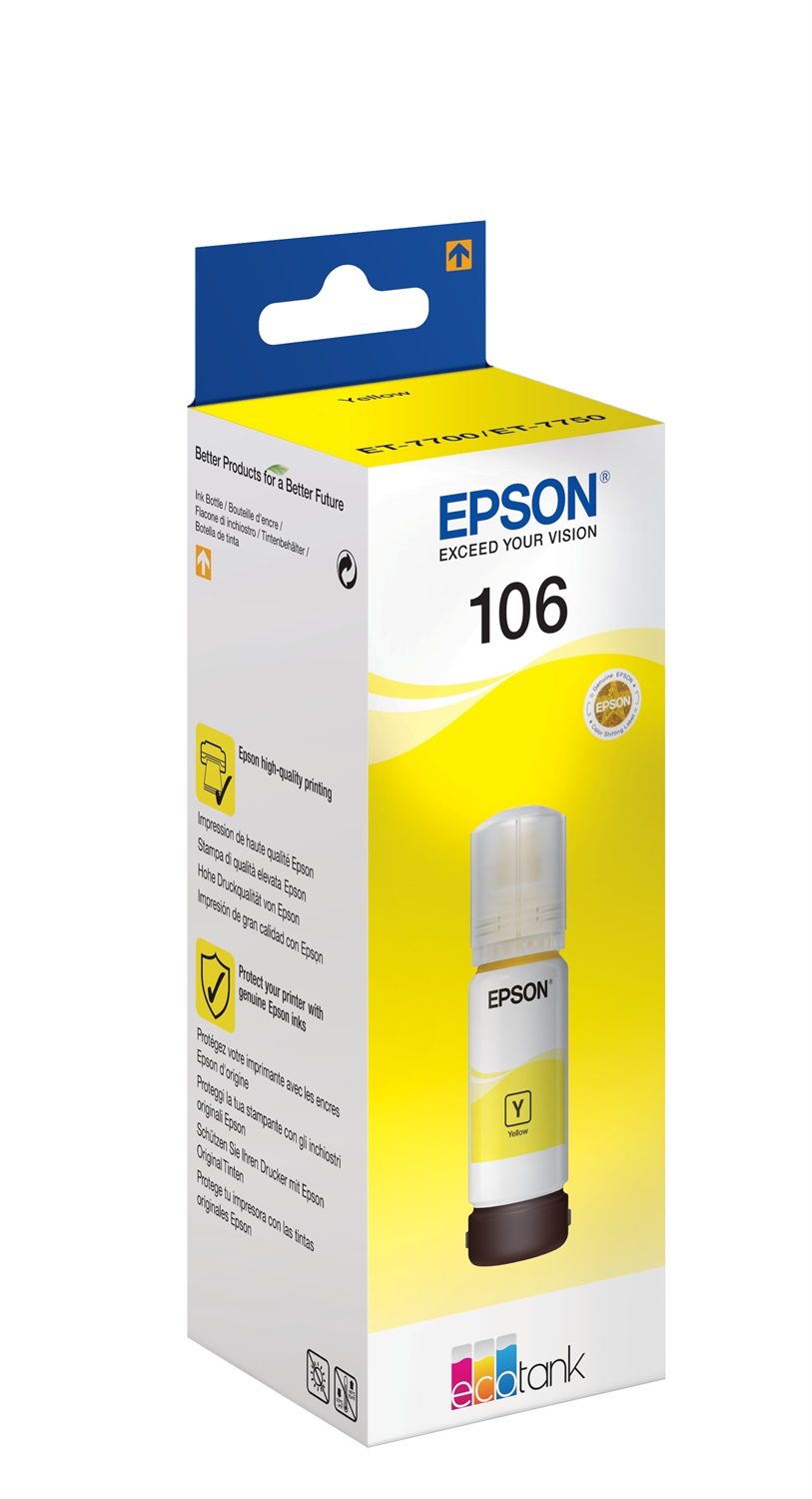 Epson C13T00R440 - Bottiglia d'inchiostro Giallo 106 EcoTank, 70 ml, fino a 5000 pagine, compatibile con ET-7700 e ET-7750