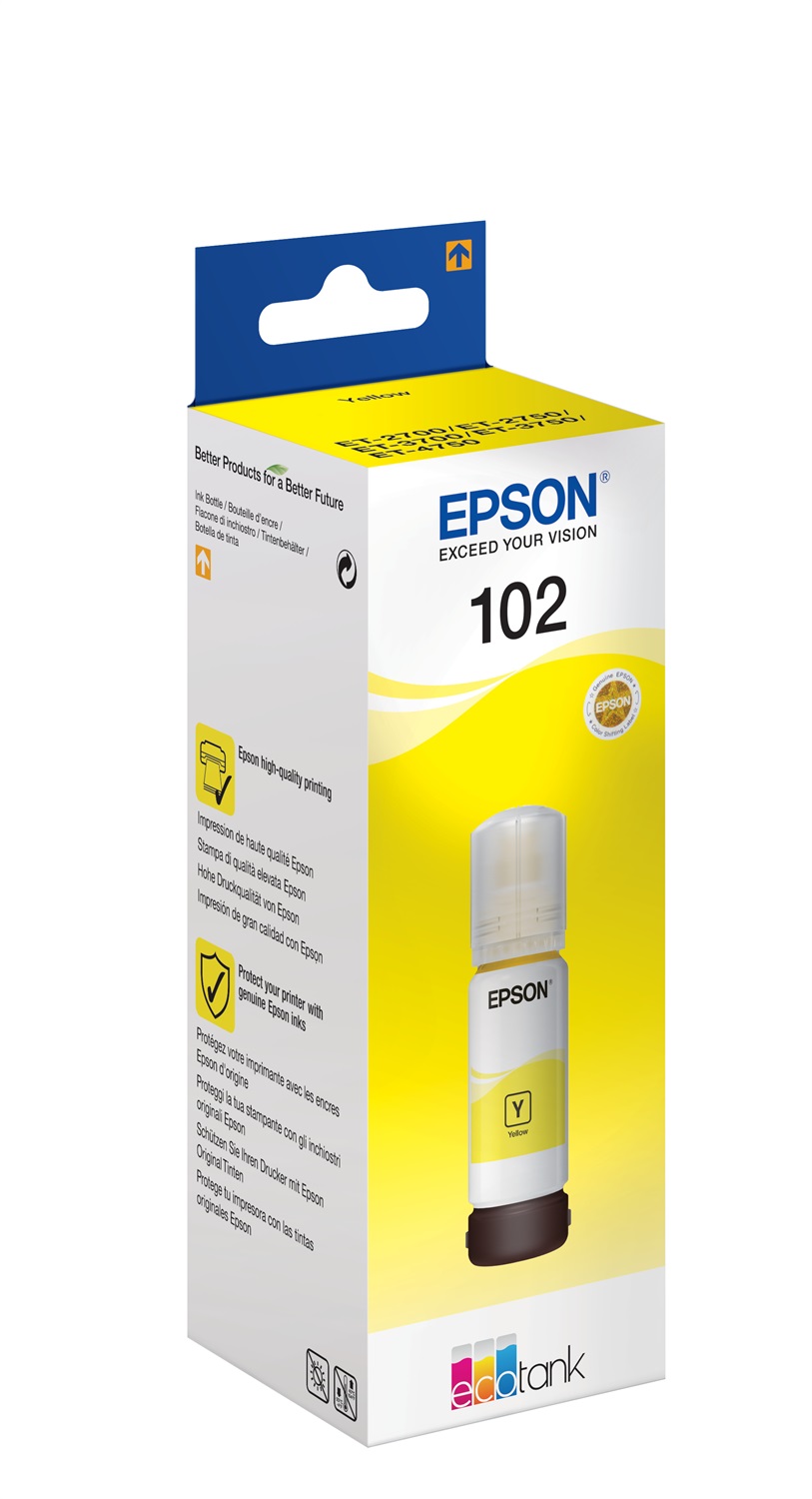 Epson 102 Cartuccia d'Inchiostro Giallo 70ml - Compatibile con EcoTank ET-2700, ET-2750, ET-3700, ET-3750, ET-4750