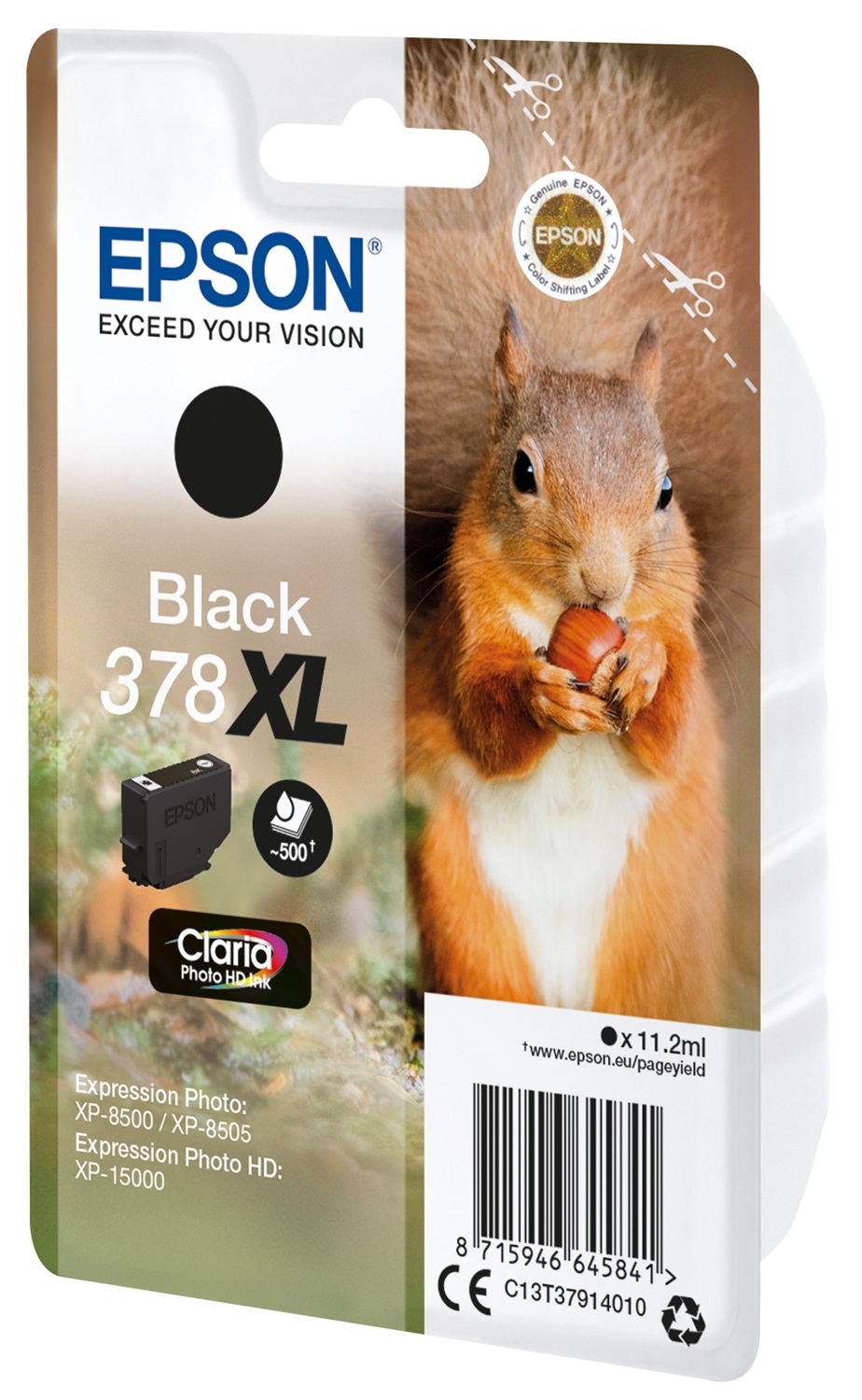 Epson Cartuccia d'Inchiostro Nero 378XL C13T37914010 - Resa Elevata (XL), 11,2 ml, ~500 Pagine, Compatibile con Expression Photo XP-8500/XP-8505/XP-15000/XP-8600/XP-8605