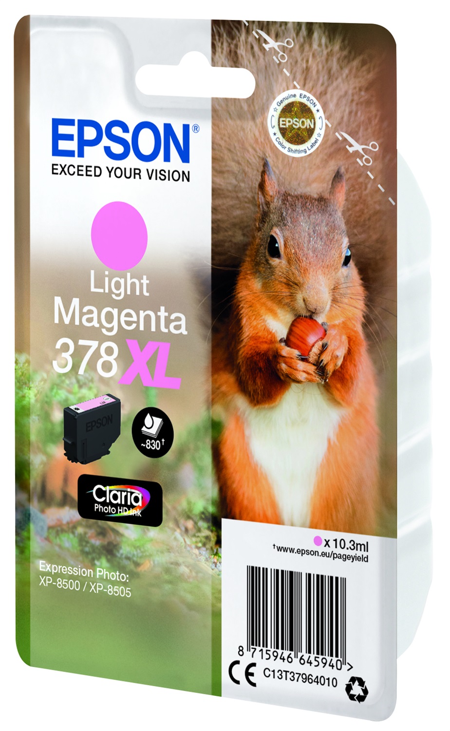 Epson Squirrel Singlepack Light Magenta 378XL Claria Photo HD Ink - 10,3 ml, 830 pagine, Compatibile con XP-8500/XP-8505/XP-8600/XP-8605/HD XP-15000