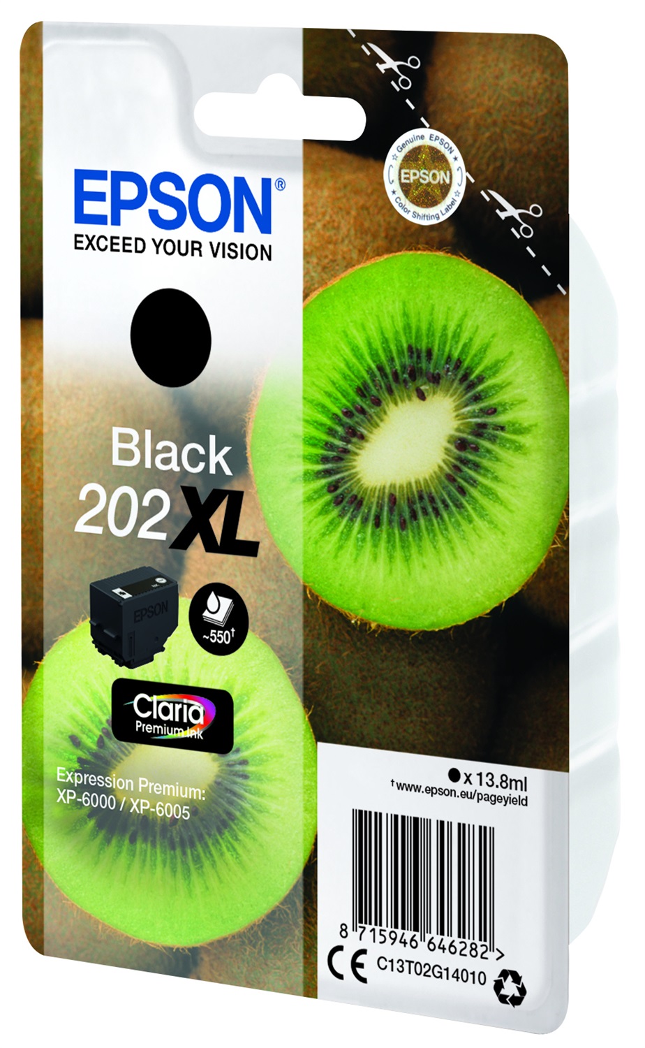 Epson 202XL Cartuccia d'inchiostro Nero Claria Premium Ink - 13,8 ml, ~550 pagine, Compatibile con XP-6000/XP-6005/XP-6100/XP-6105