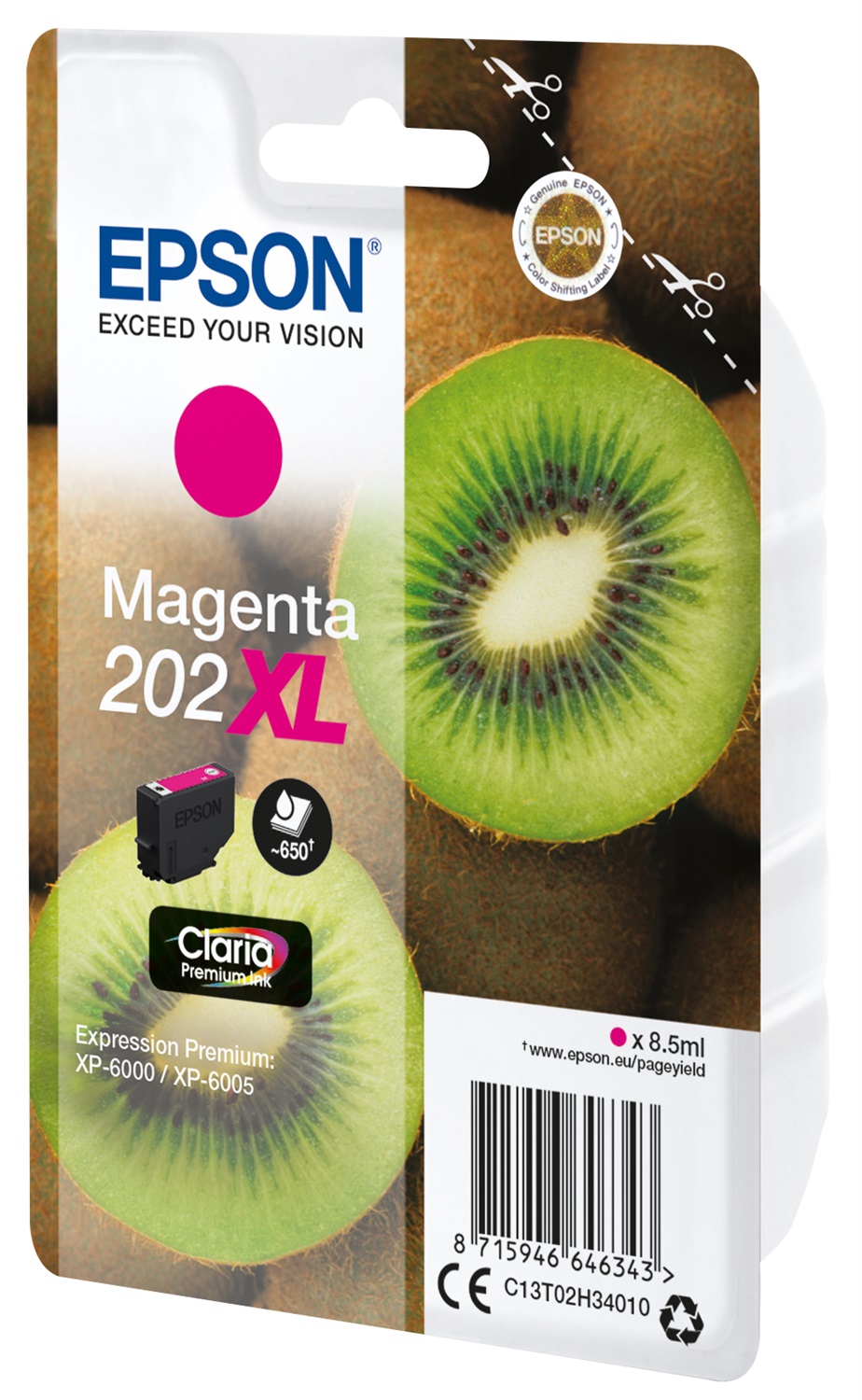 Epson 202XL Singlepack Magenta Claria Premium Ink - 8,5 ml, 650 pagine, compatibile con XP-6000 e XP-6100