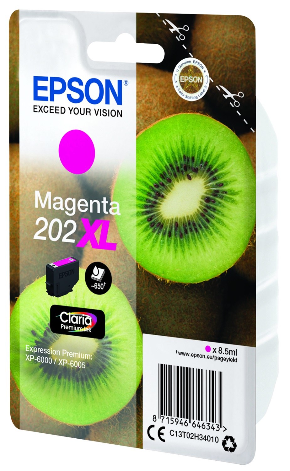 Epson 202XL Singlepack Magenta Claria Premium Ink - 8,5 ml, 650 pagine, compatibile con XP-6000 e XP-6100