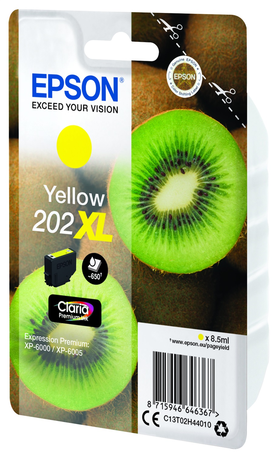 Epson 202XL Giallo Claria Premium Ink Singlepack - 8,5 ml, 650 pagine, Compatibile con XP-6000, XP-6100, XP-6005
