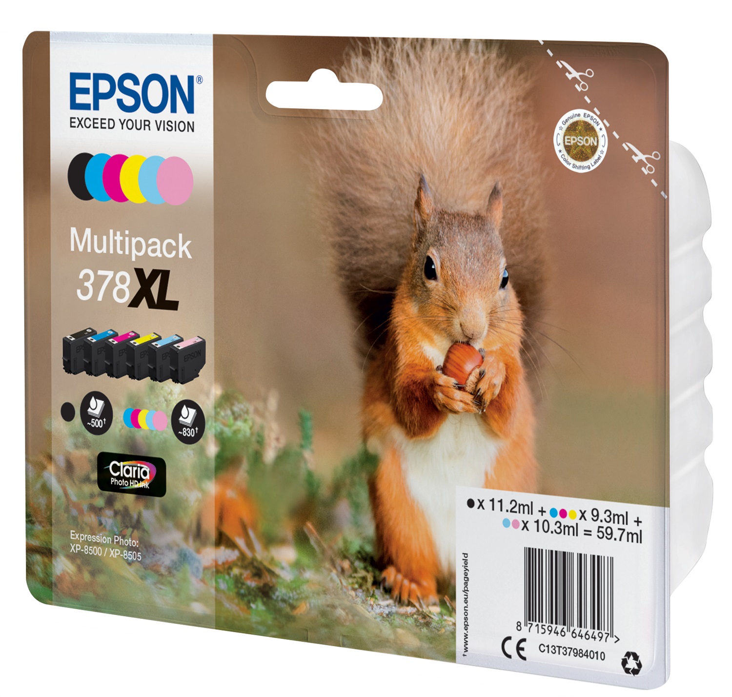 Epson Squirrel Multipack 378XL Claria Photo HD Ink - 6 Colori (Nero, Ciano, Ciano Chiaro, Magenta, Magenta Chiaro, Giallo) - Resa Elevata