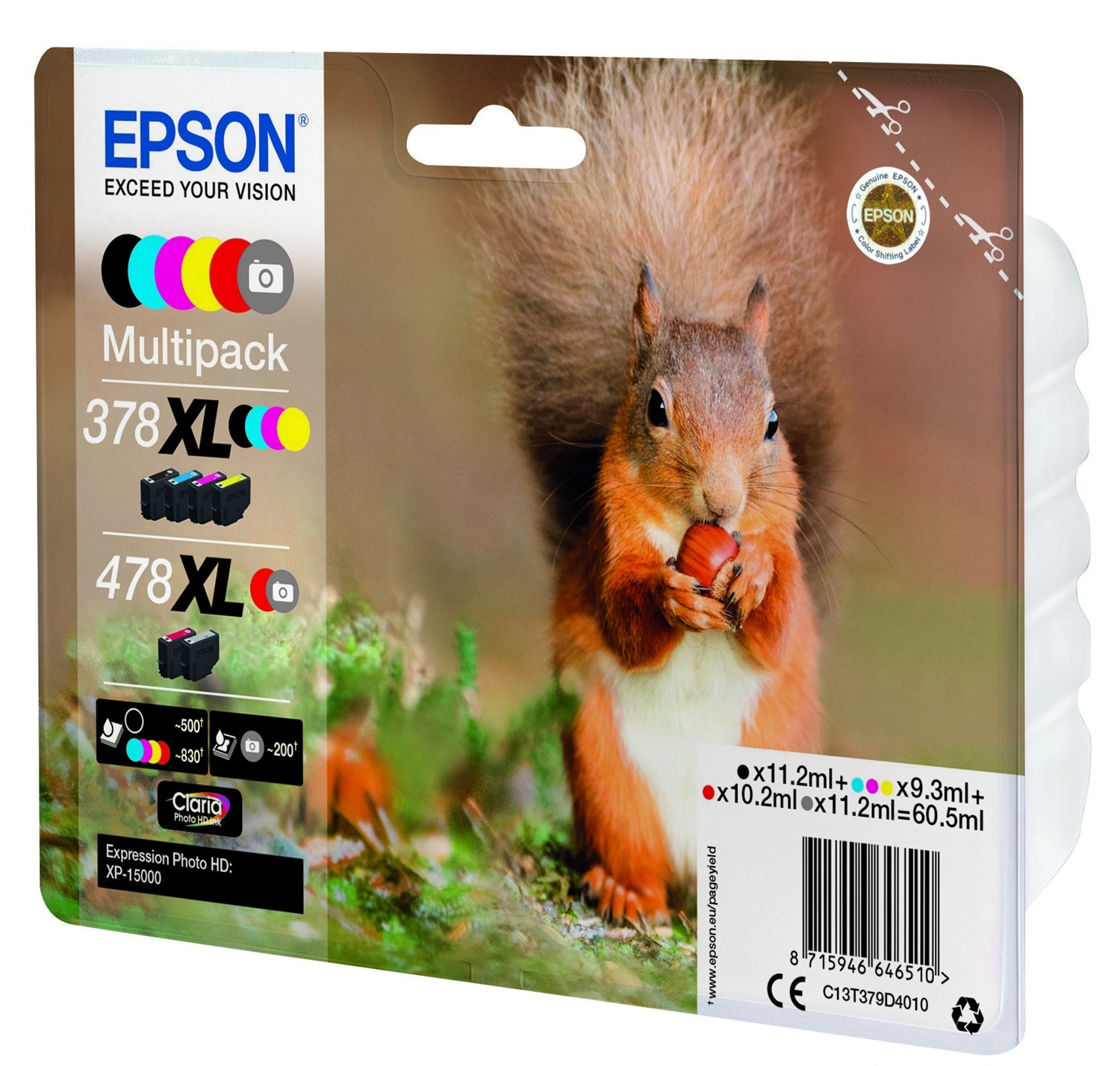 Epson Multipack 6 Colori 378XL/478XL Claria Photo HD Ink - Alta Resa e Compatibile con XP-8500/XP-8600/XP-8605/HD XP-15000