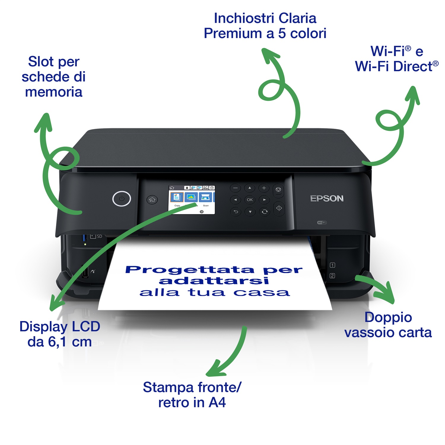 Epson Expression Premium XP-6100 - Stampante multifunzionale Inkjet A4 Wireless, Stampa, Scansione, Copia, Fronte/Retro, Display LCD 6,1 cm, Fino a 32 pag/min, Risoluzione 5760 x 1440 DPI