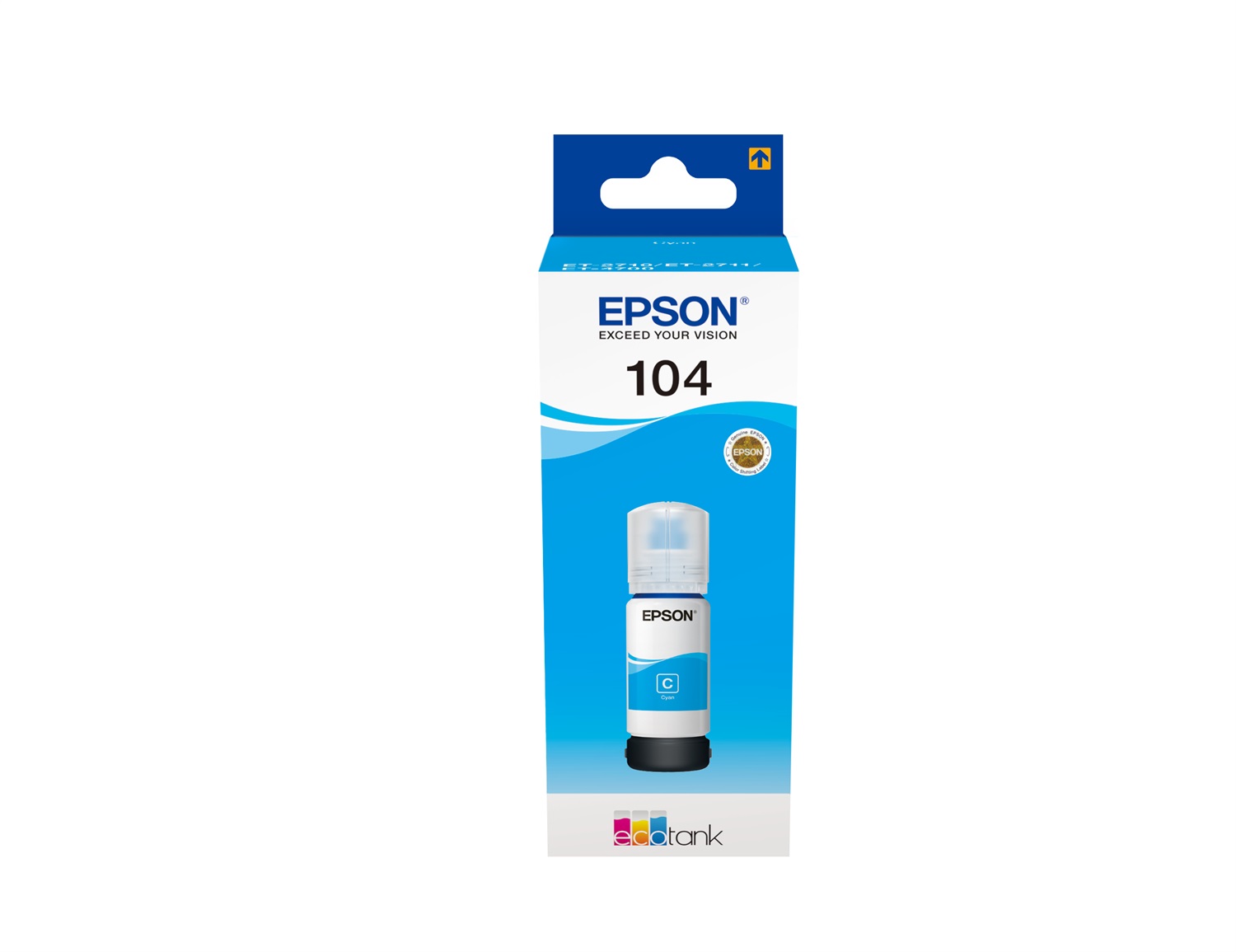 Epson 104 EcoTank Ciano - Flacone d'Inchiostro Originale da 65ml per Stampanti EcoTank ET-2710, ET-2720, ET-4700 e Altre