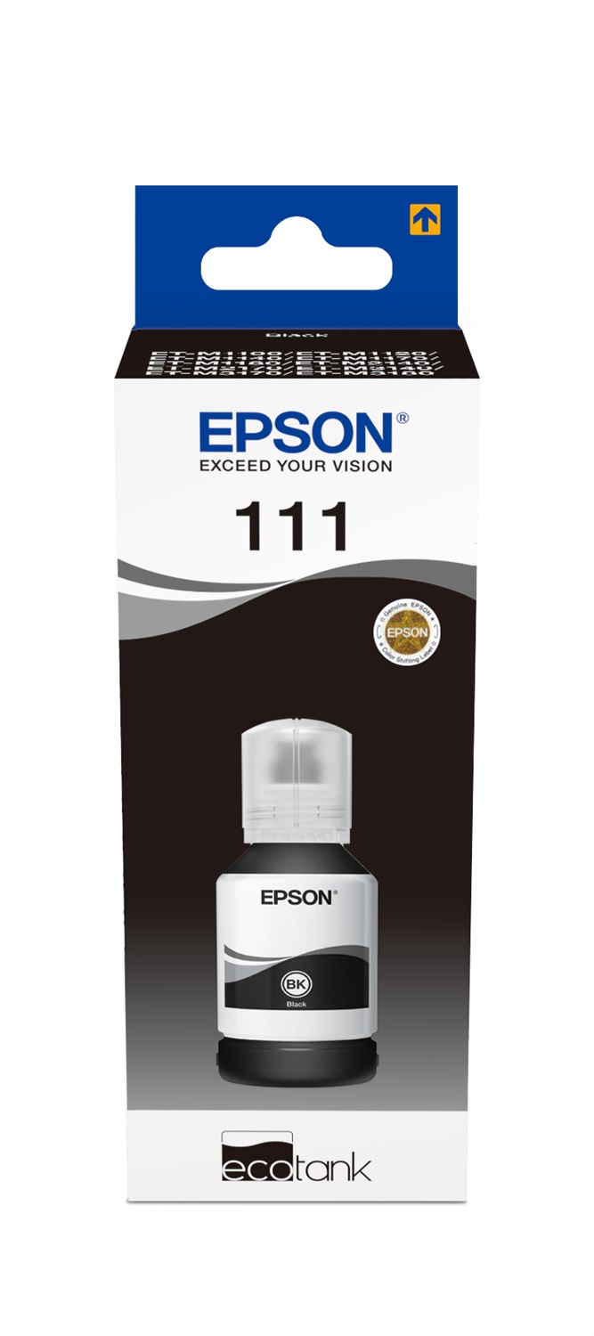 Epson 111 EcoTank Pigment Black Ink Bottle - C13T03M140, 120 ml, Nero, ~6000 pagine, Compatibile con EcoTank ET-M Serie
