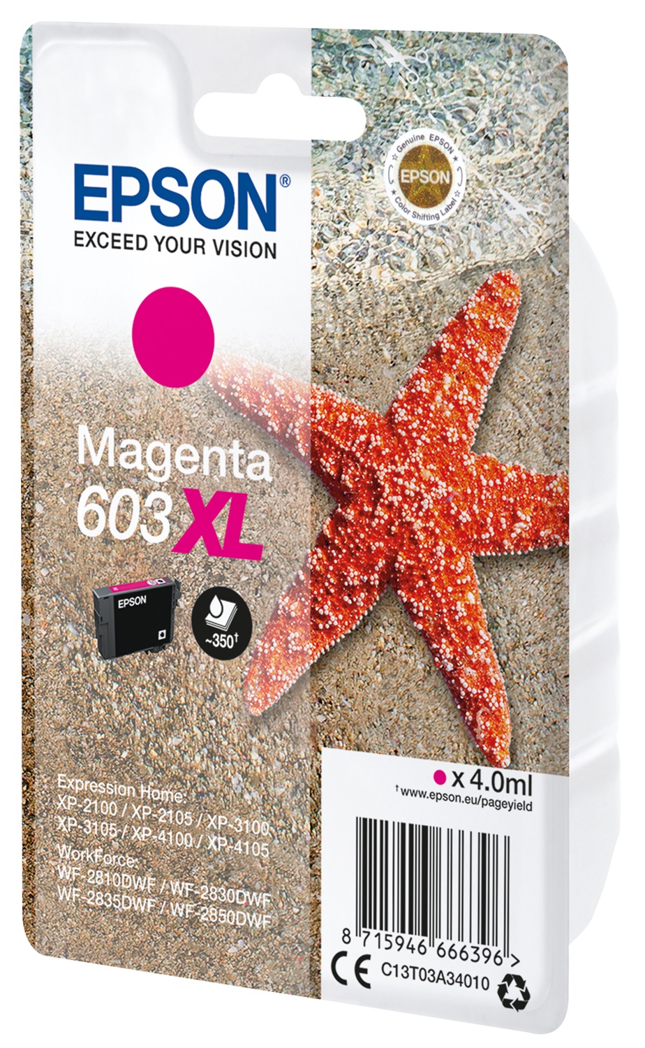 Epson Cartuccia Originale Magenta 603XL - 4 ml, Alta Capacità, 350 Pagine, Compatibile con Epson Expression e WorkForce