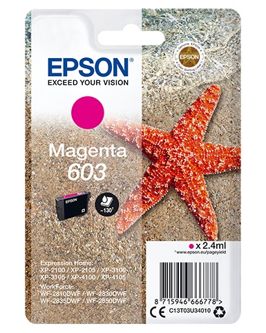 Epson Cartuccia d'Inchiostro Magenta 603 Singlepack - 2,4 ml, Resa Standard