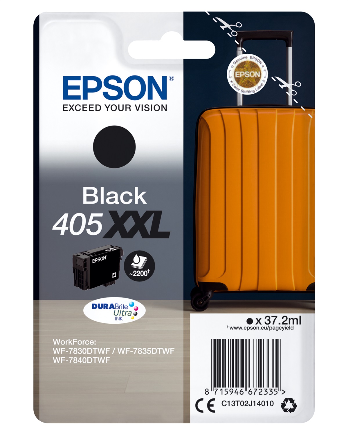 Epson Cartuccia d'Inchiostro Nero 405XXL C13T02J14010 - Resa Extra Elevata, 37,2 ml, Fino a 2200 Pagine
