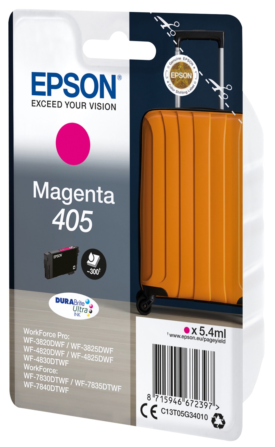 Epson Cartuccia Originale Magenta 405 C13T05G34010 - 5,4 ml, DURABrite Ultra Ink, Resa 300 Pagine