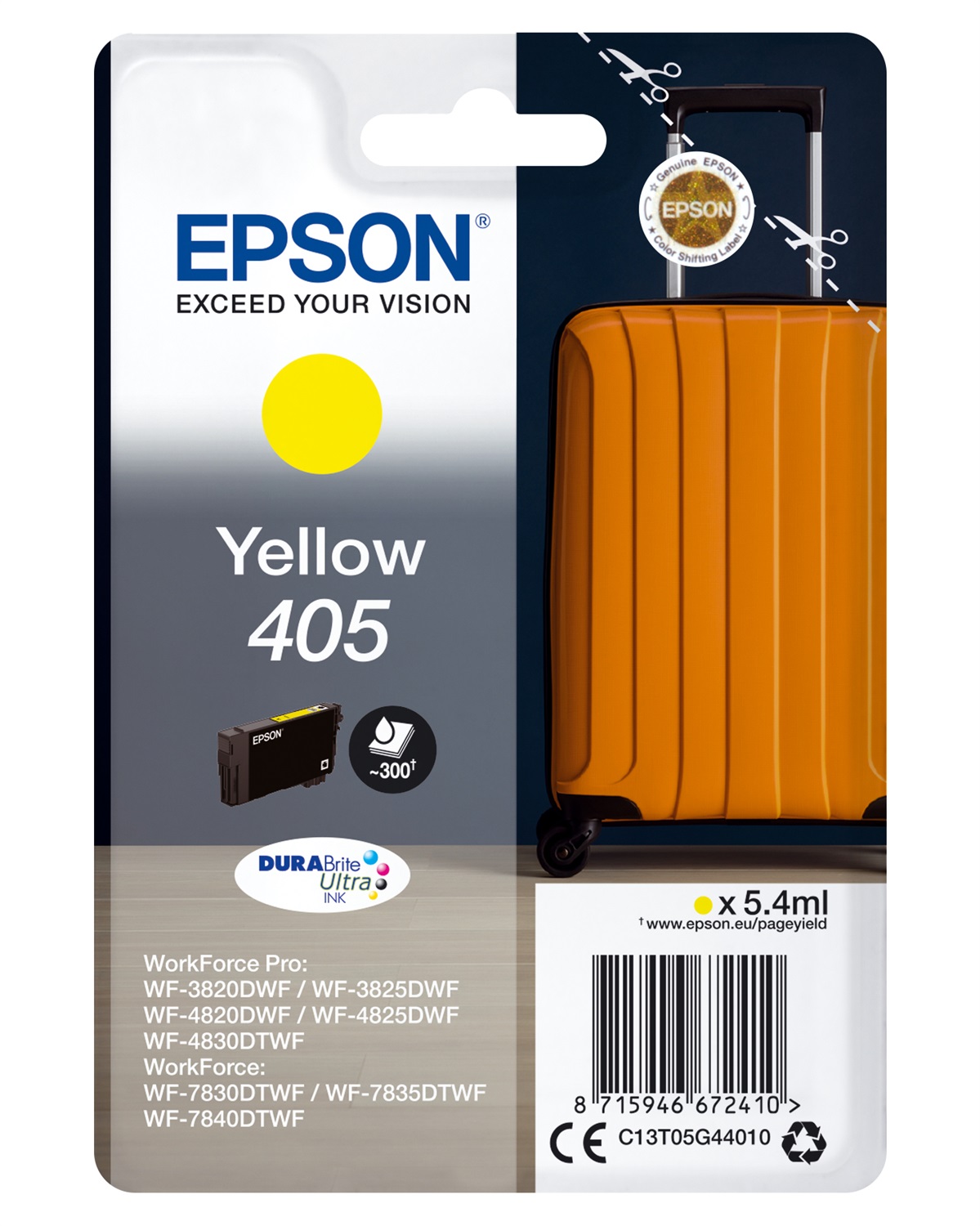 Epson Cartuccia Originale Giallo 405 C13T05G44010 DURABrite Ultra Ink - 5,4 ml, circa 300 pagine