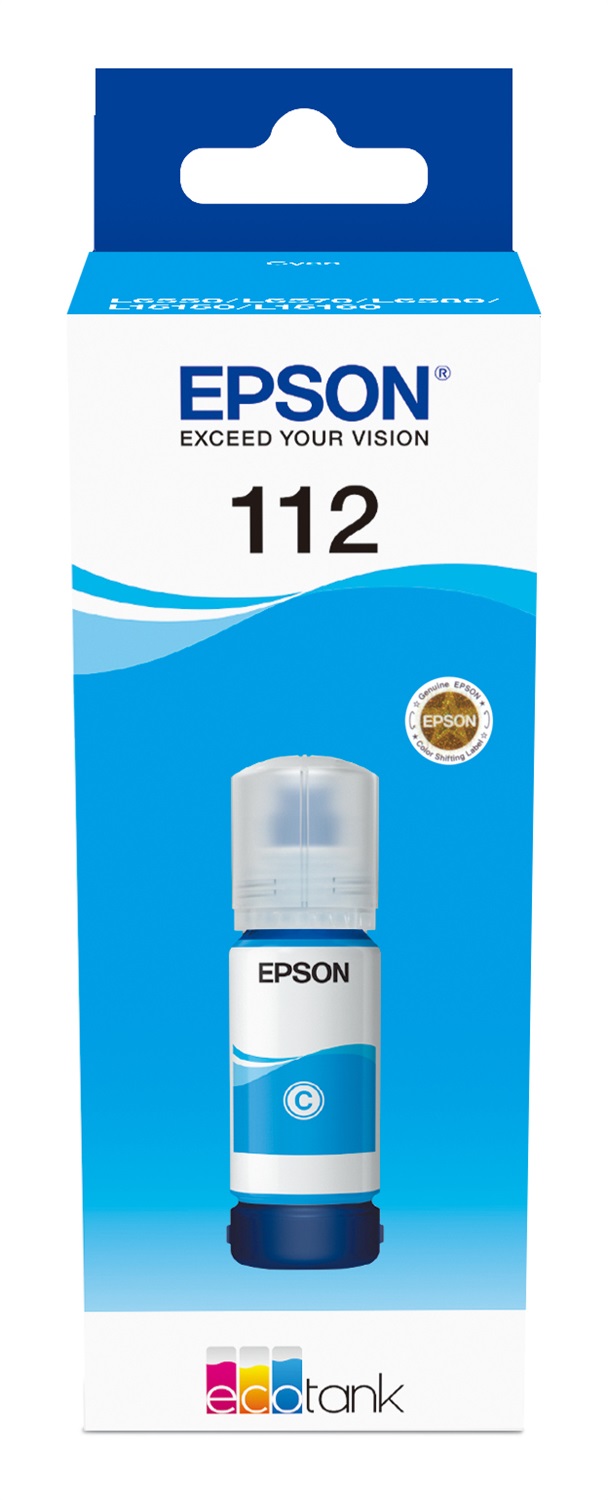 Epson EcoTank 112 Cartuccia Originale Pigmento Ciano 70 ml per L5160 e L5150 - 6000 Pagine