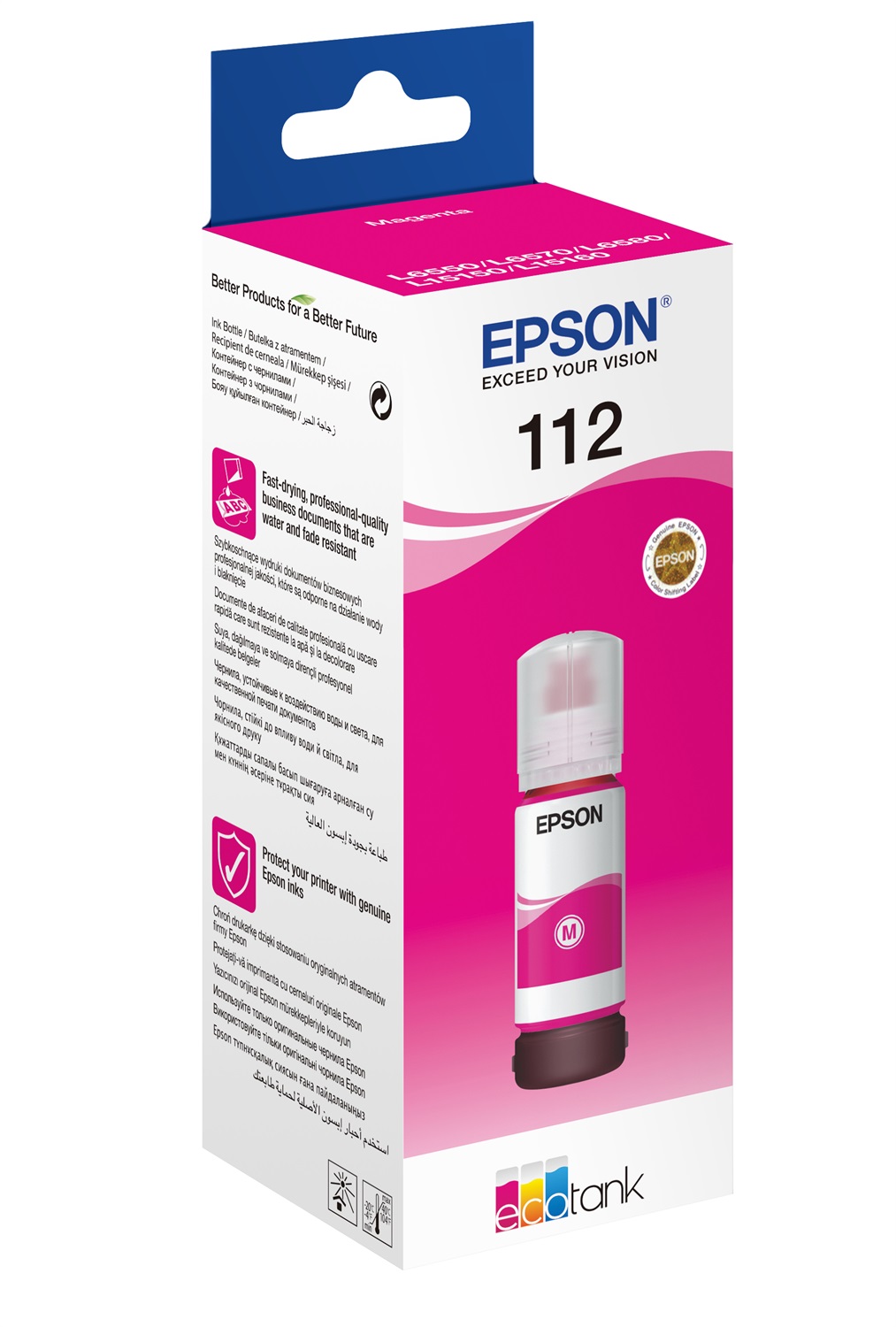 Epson EcoTank 112 Cartuccia Originale Pigmento Magenta 70 ml per L5150 e L5160 - 6000 Pagine