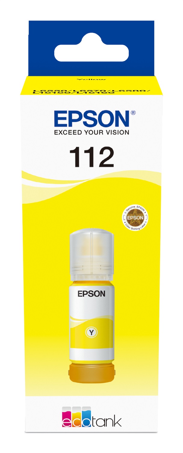 Epson EcoTank 112 Originale - Inchiostro Pigmento Giallo, 70 ml, 6000 Pagine, Compatibile con Epson L5160 e L5150