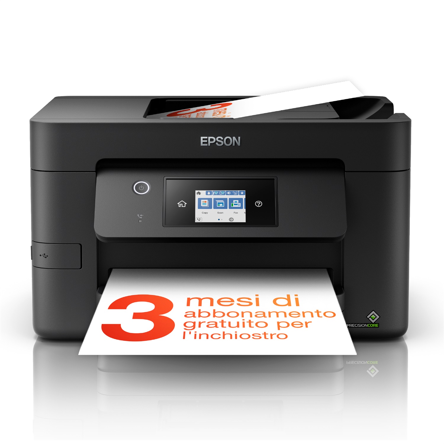 Epson WorkForce Pro WF-3825DWF - Stampante multifunzione A4 getto d'inchiostro 4in1 (stampa, scansione, copia, fax), risoluzione 4800 x 2400 DPI, WiFi Direct, Display LCD 6.8cm, 3 mesi inchiostro incluso con ReadyPrint