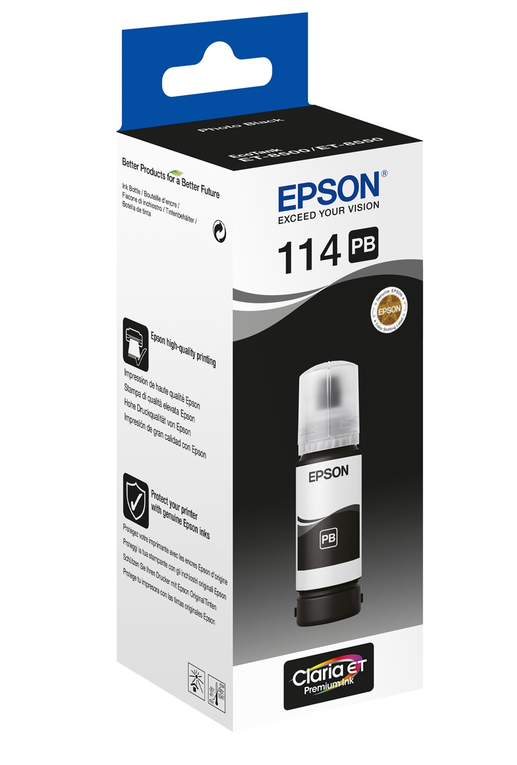 Epson 114 Flacone di Inchiostro Nero Foto Originale - 70 ml per EcoTank ET-8500 e ET-8550