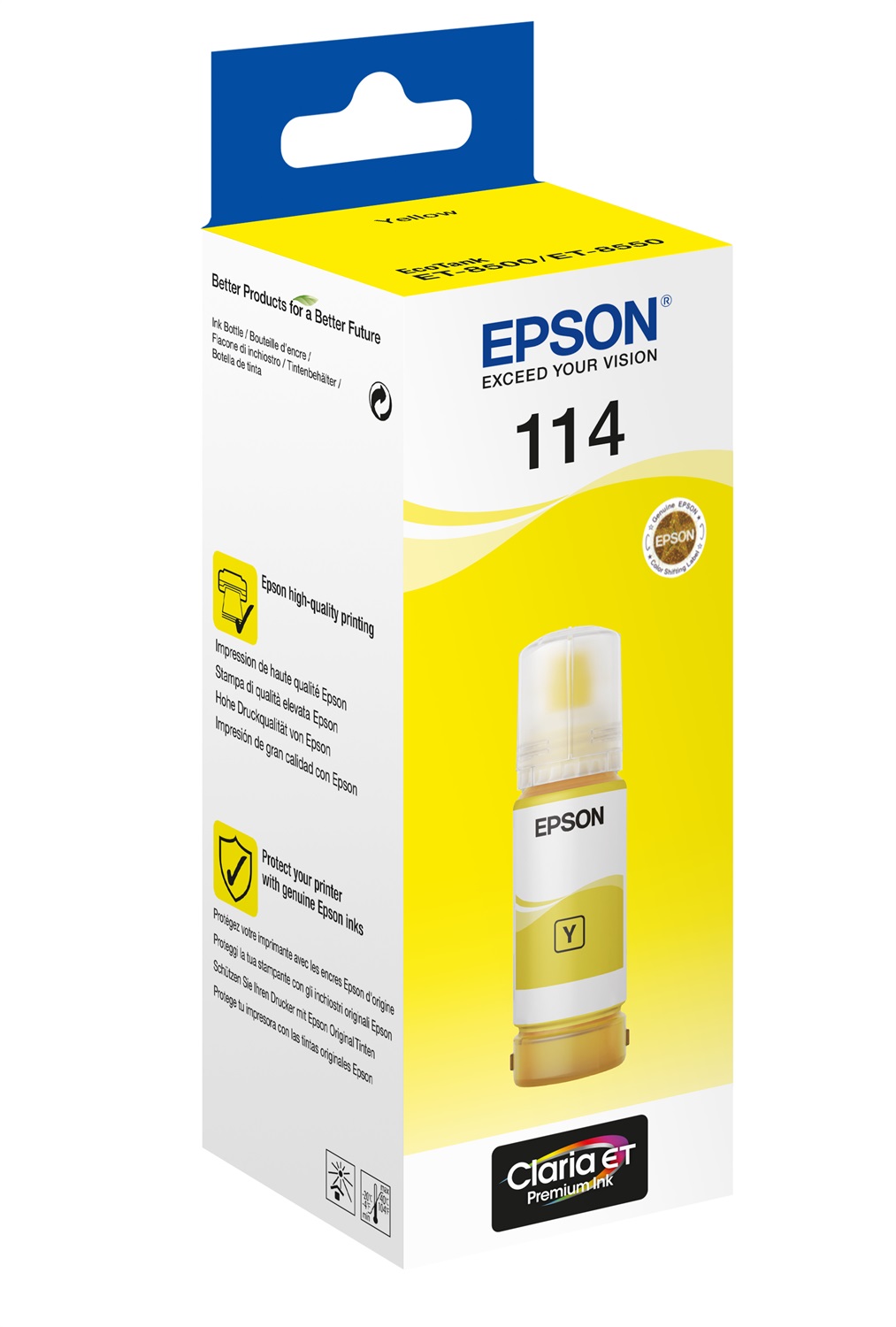 Epson 114 EcoTank Giallo - Flacone d'Inchiostro Originale 70ml per EcoTank ET-8500/ET-8550