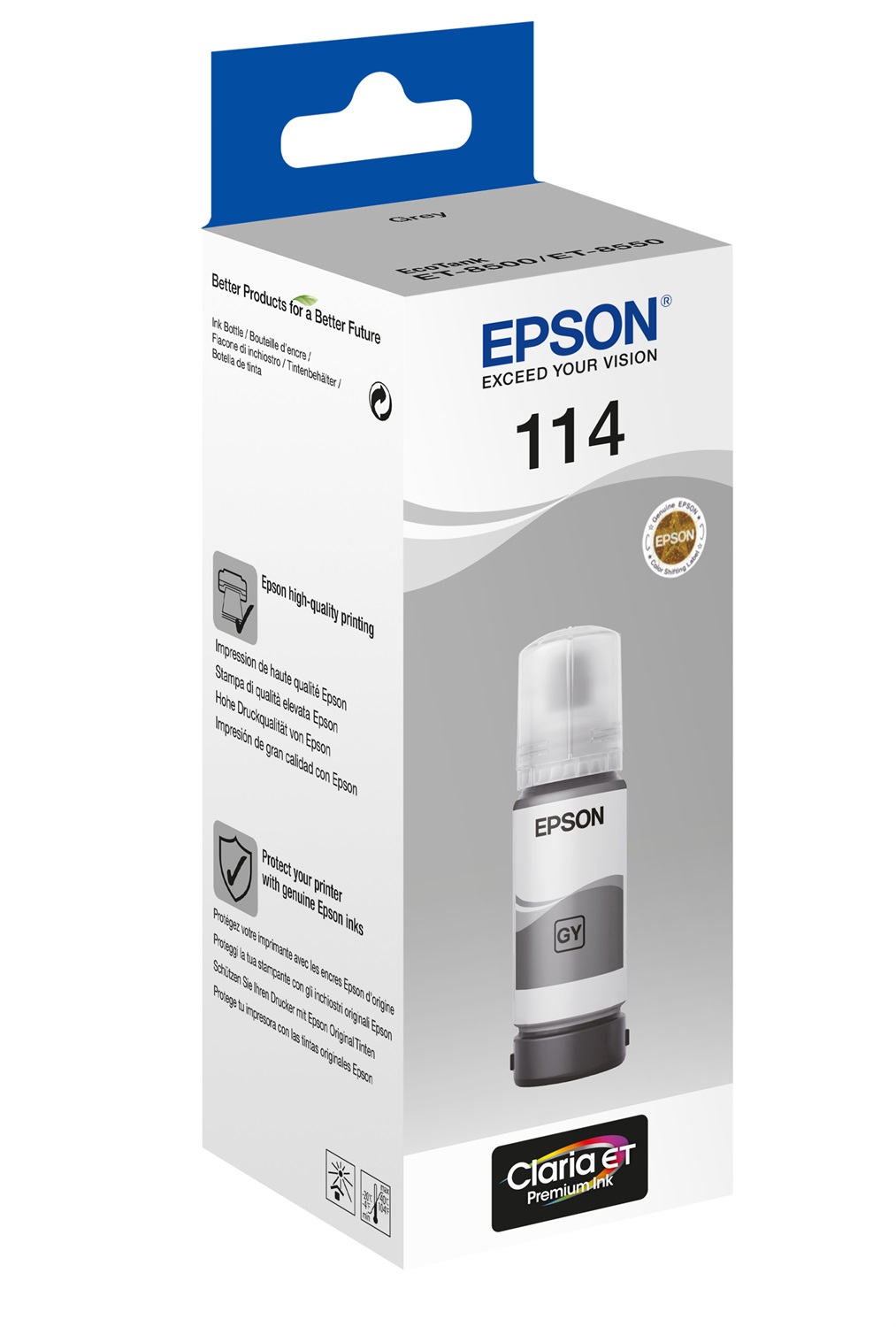 Epson 114 EcoTank Flacone di Inchiostro Grigio Pigmentato 70 ml - Compatibile con ET-8500 e ET-8550