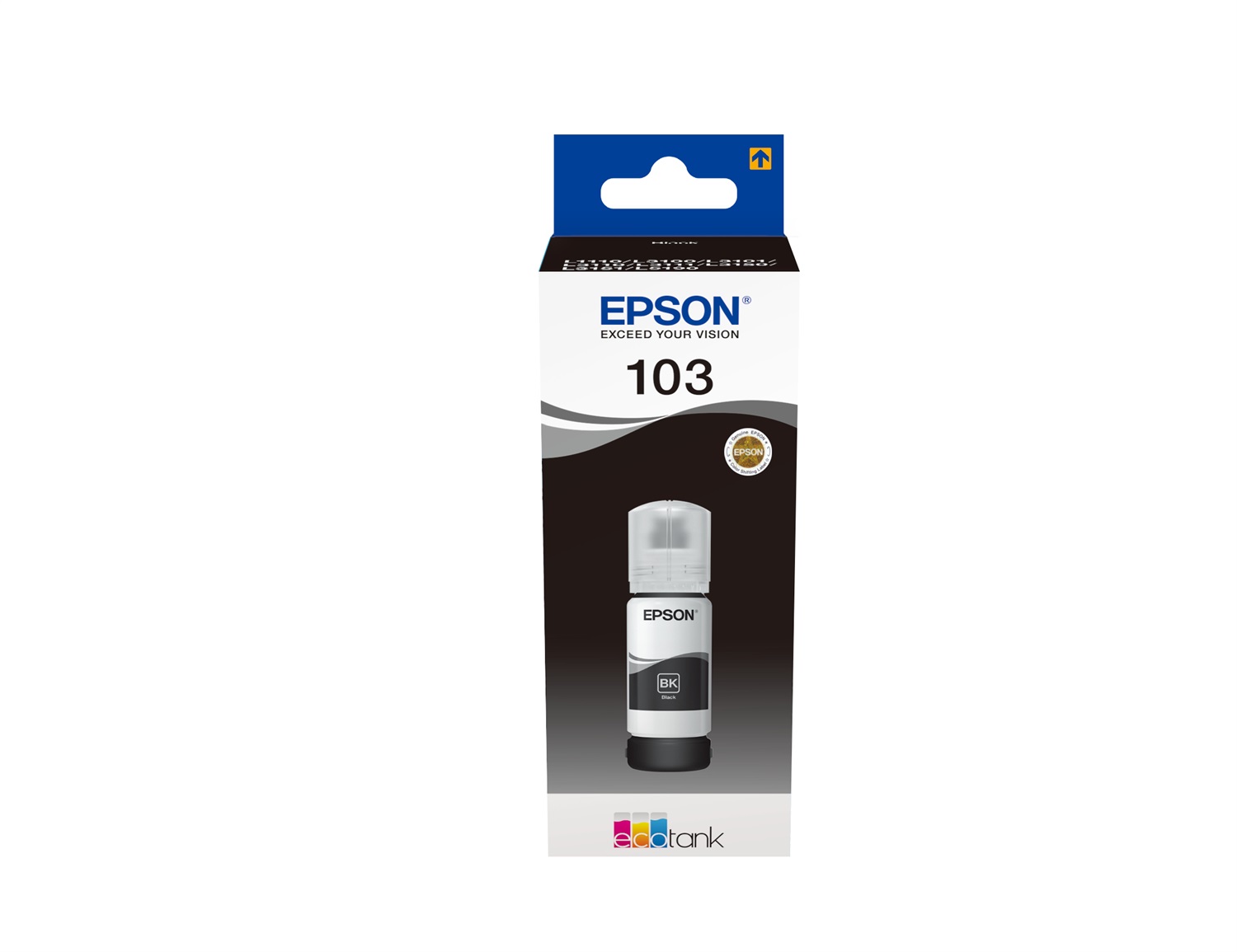 Epson 103 EcoTank Black Ink Bottle - 65 ml, Confezione singola, Nero, Compatibile con EcoTank ET-L5190, ET-L3151, ET-L3150, ET-L3110, ET-L3156, ET-L3160