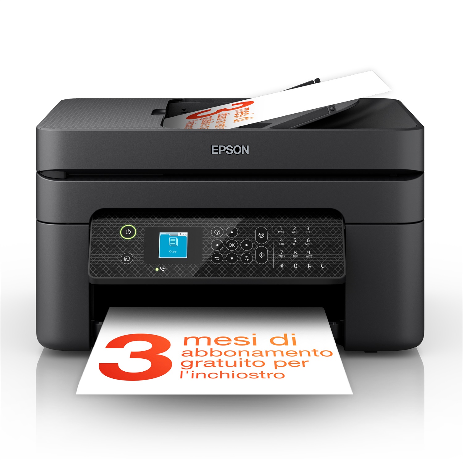 Epson WorkForce WF-2930DWF - Stampante multifunzione A4 Inkjet, Stampa, Scansione, Copia, Risoluzione 5760 x 1440 DPI, Velocità 33 ppm, WiFi Direct, ADF, Display LCD 3.7cm, 3 mesi di inchiostro incluso con ReadyPrint