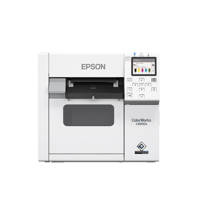 Epson ColorWorks C4000e (mk) - Stampante Inkjet a Colori 4 CMYK, Risoluzione 1200x1200 DPI, Velocità 102 mm/s, USB ed Ethernet, Taglierina Inclusa