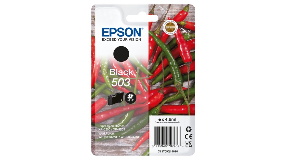 Epson 503 Cartuccia d'Inchiostro Originale Nero - 4,6 ml, 210 Pagine, Confezione Singola