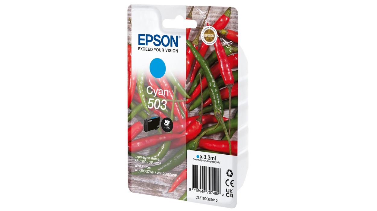 Epson 503 Cartuccia d'Inchiostro Originale Ciano 3,3 ml - Resa Standard 165 Pagine - Confezione Singola